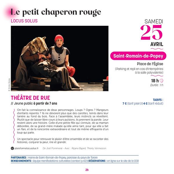 2026-04-25-StRomainpopeye affiche du spectacle de rue Le Petit Chaperon Rouge à Saint Romain de Popeye