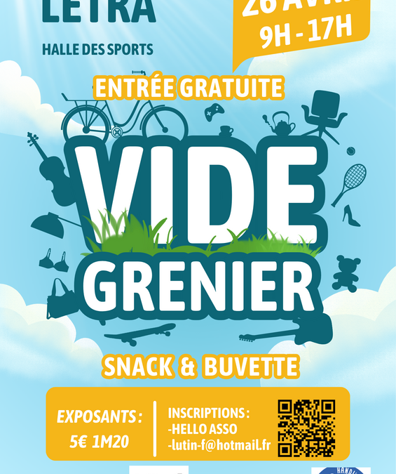 Vide grenier à Létra – 26 avril 2026 – Solidarité et convivialité au rendez-vous