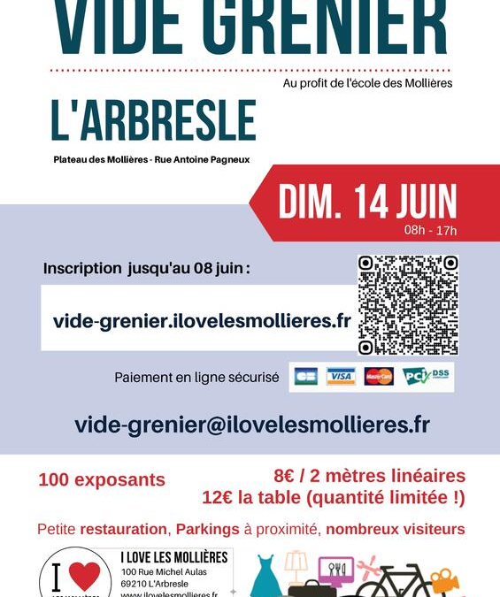 L&rsquo;Arbresle – 14 juin 2026 – Grand Vide-Grenier des Mollières