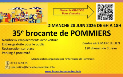 Pommiers – 28 juin 2026 – 35e édition de la célèbre Brocante
