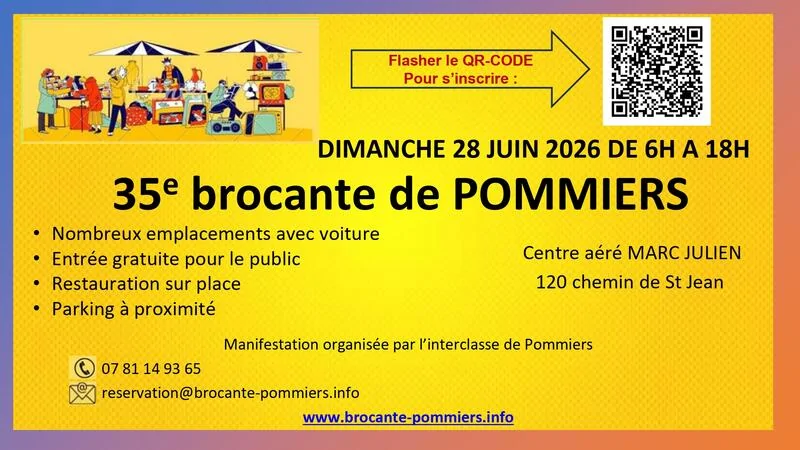 Pommiers – 28 juin 2026 – 35e édition de la célèbre Brocante