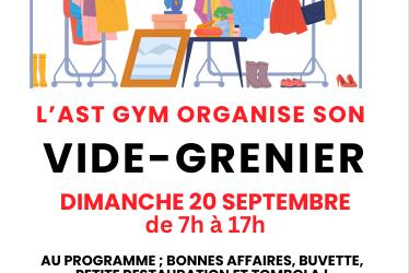 Tarare – Dimanche 20 septembre 2026 : Vide-grenier de l&rsquo;AST Gym à la Halle des Marchés 🛍️