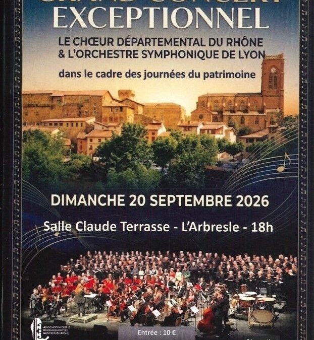 L&rsquo;Arbresle – 20 septembre 2026 : Concert exceptionnel de l&rsquo;Orchestre Symphonique de Lyon pour les Journées du Patrimoine 🎻