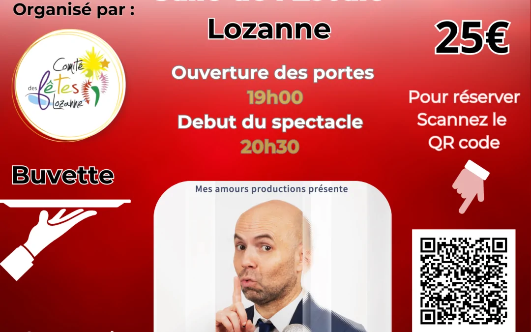 Lozanne – 10 octobre 2026 – Soirée Humoriste avec Yann Jamet : le rire s&rsquo;invite au cœur du village ! 🎭